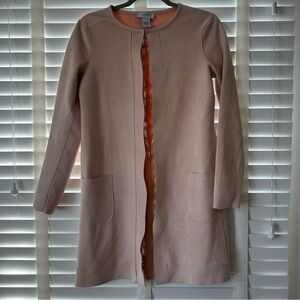 Carmen Marc Volvo Jacket Cardigan Duster Pink Lace Faux Leather XS